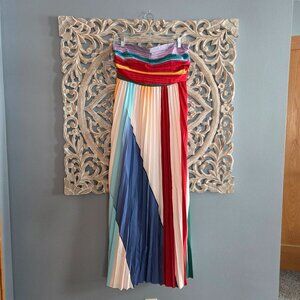 Colorful Geometric Rainbow Maxi Dress Strapless Extra Large